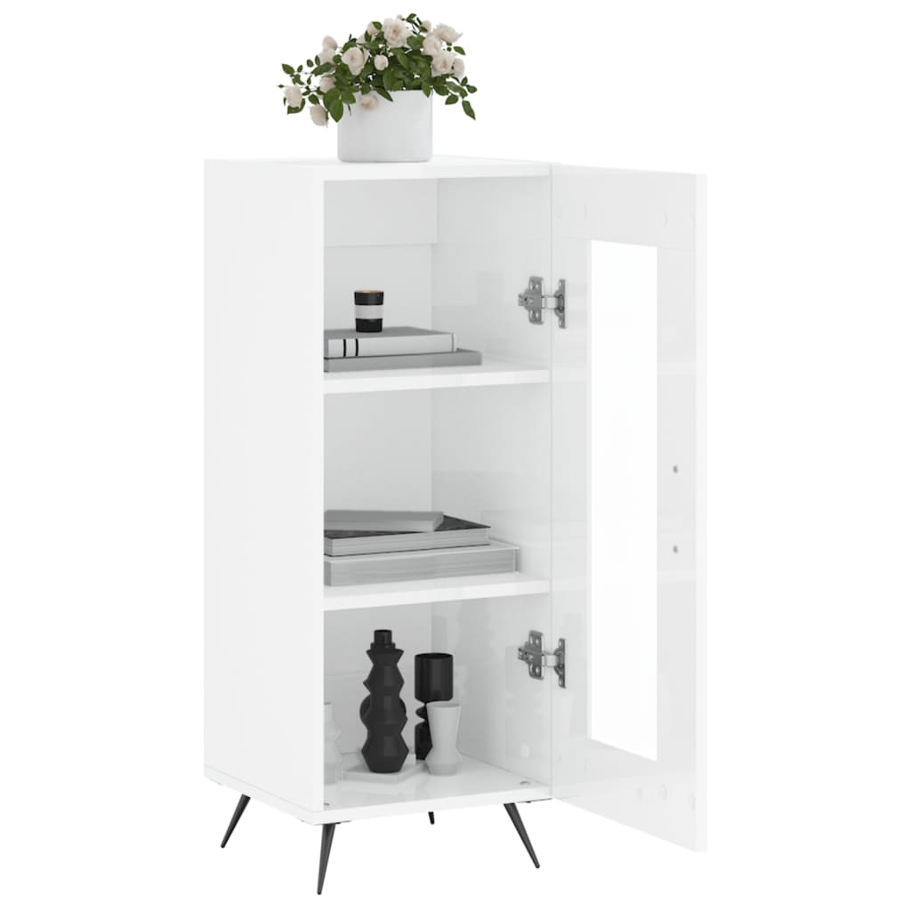Dressoir 34,5X34X90 Cm Bewerkt Hout Hoogglans Wit