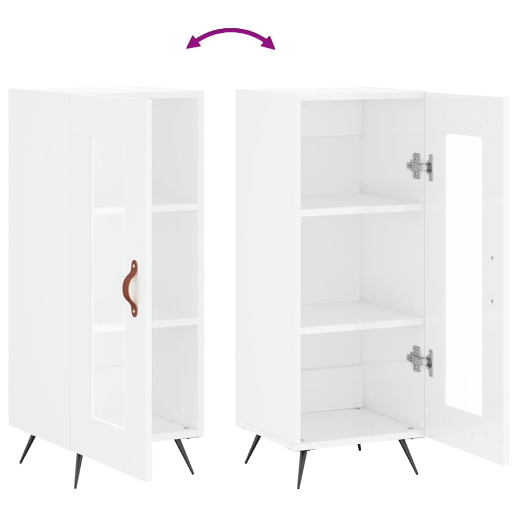 Dressoir 34,5X34X90 Cm Bewerkt Hout Hoogglans Wit