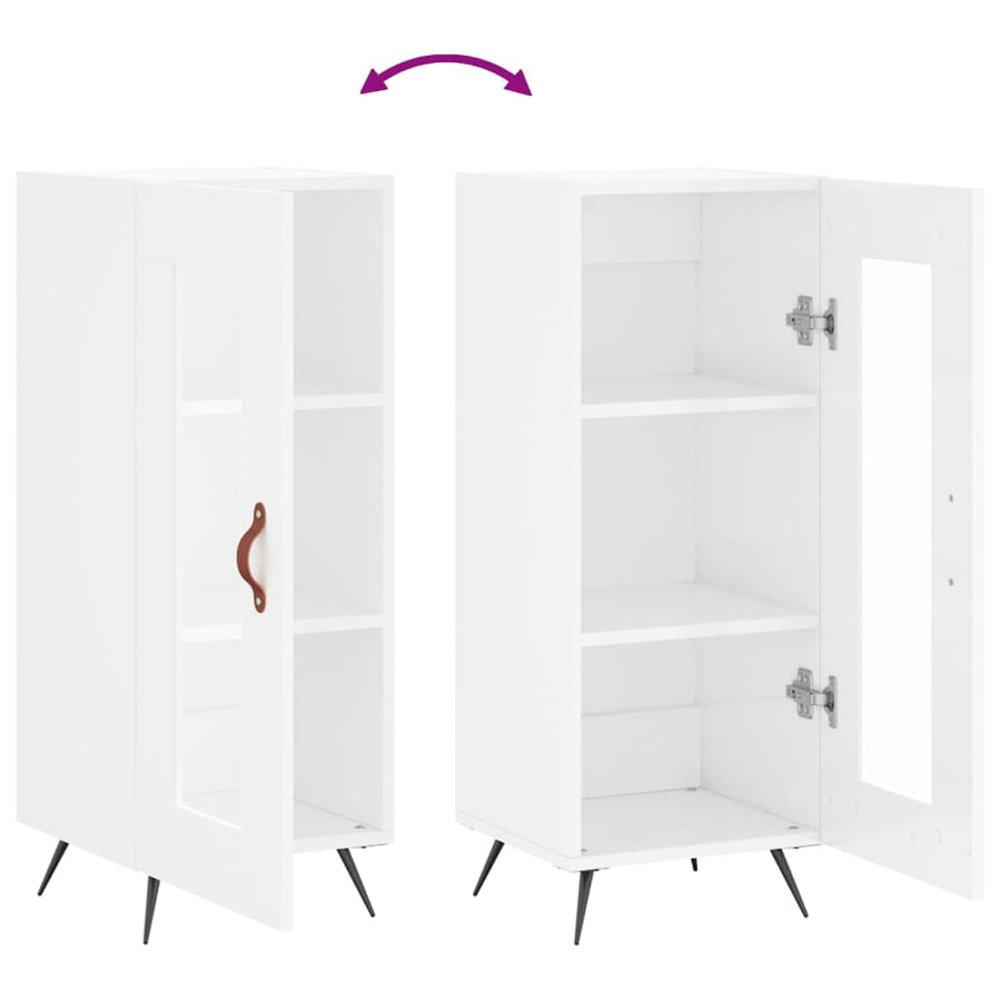 Dressoir 34,5X34X90 Cm Bewerkt Hout Hoogglans Wit
