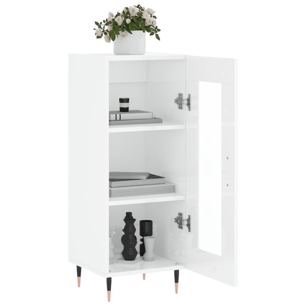 Dressoir 34,5X34X90 Cm Bewerkt Hout Hoogglans Wit