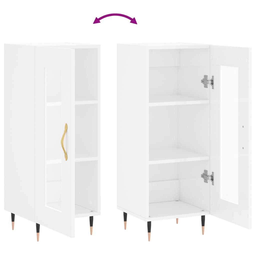 Dressoir 34,5X34X90 Cm Bewerkt Hout Hoogglans Wit