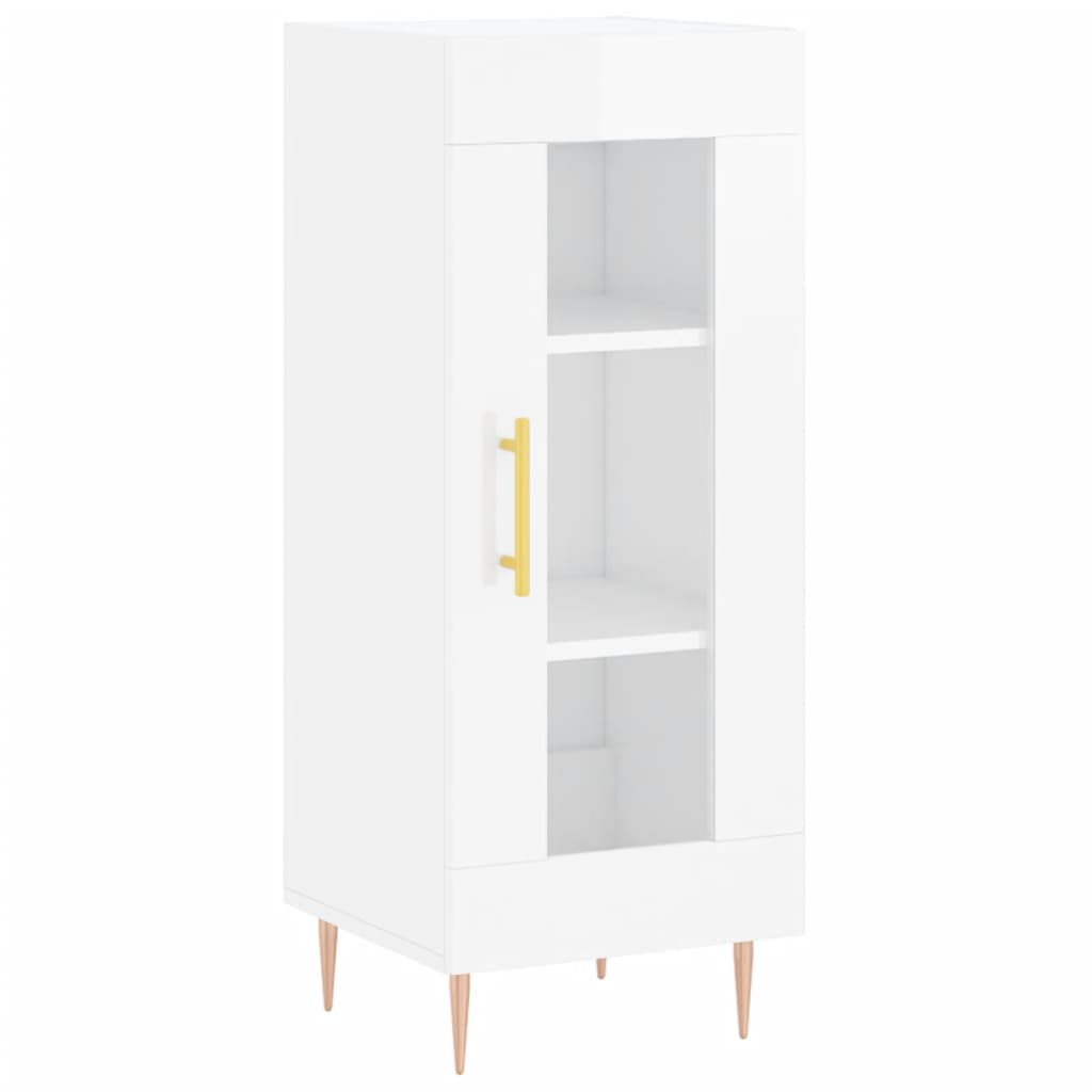 Dressoir 34,5X34X90 Cm Bewerkt Hout Hoogglans Wit