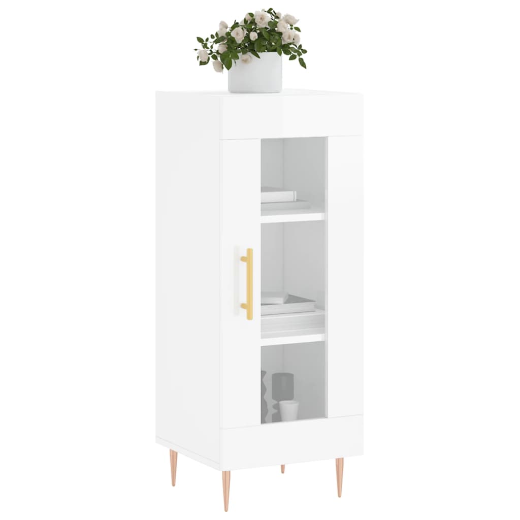Dressoir 34,5X34X90 Cm Bewerkt Hout Hoogglans Wit