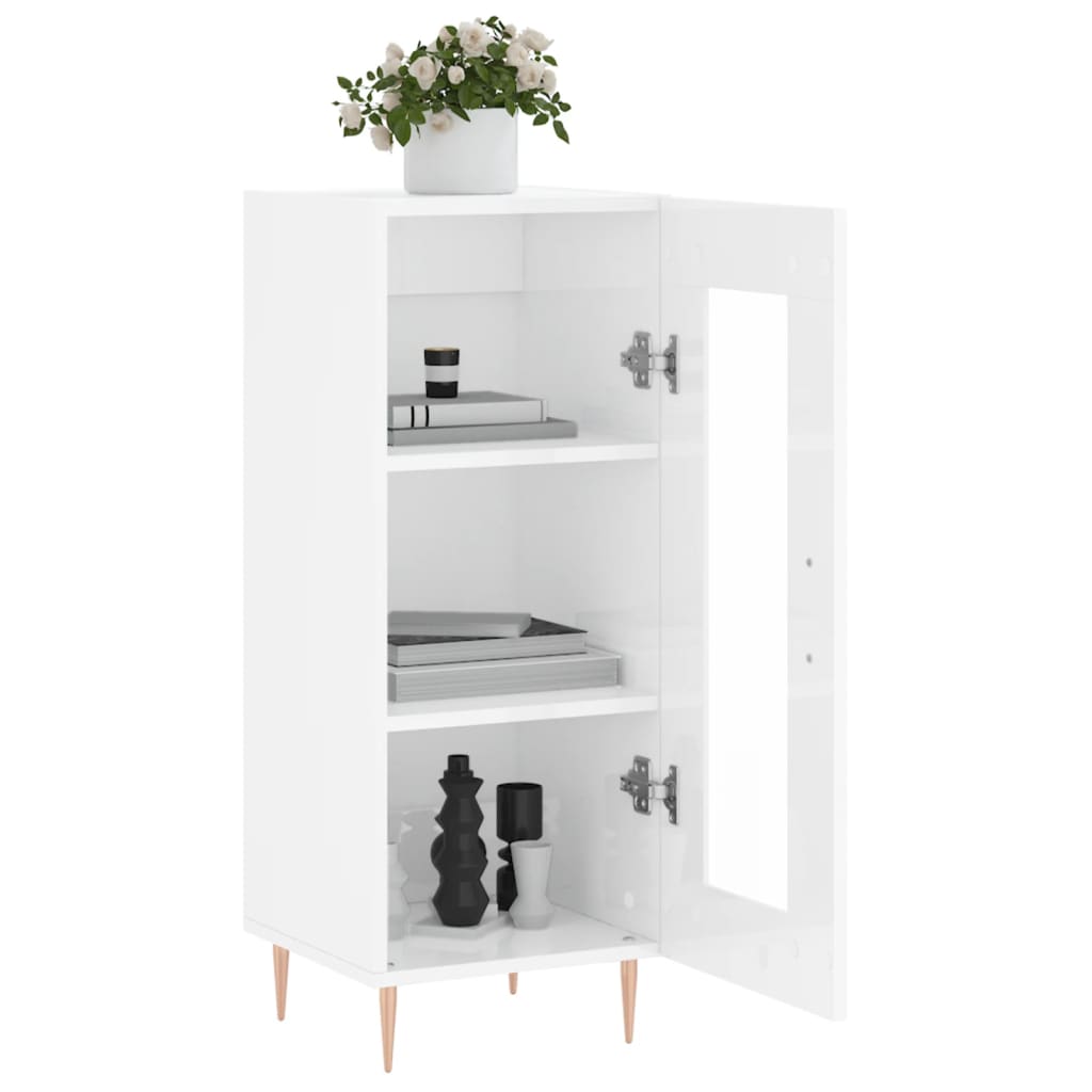 Dressoir 34,5X34X90 Cm Bewerkt Hout Hoogglans Wit