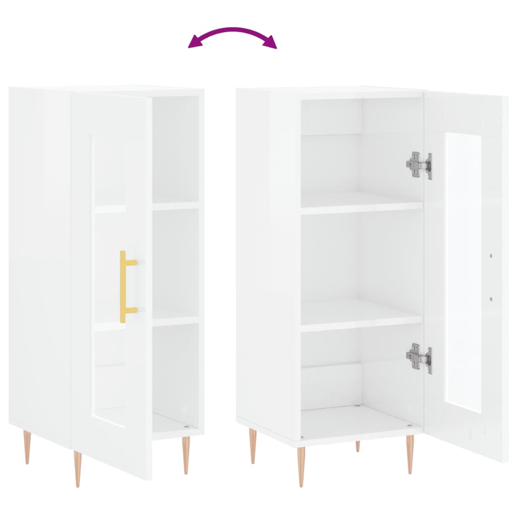 Dressoir 34,5X34X90 Cm Bewerkt Hout Hoogglans Wit