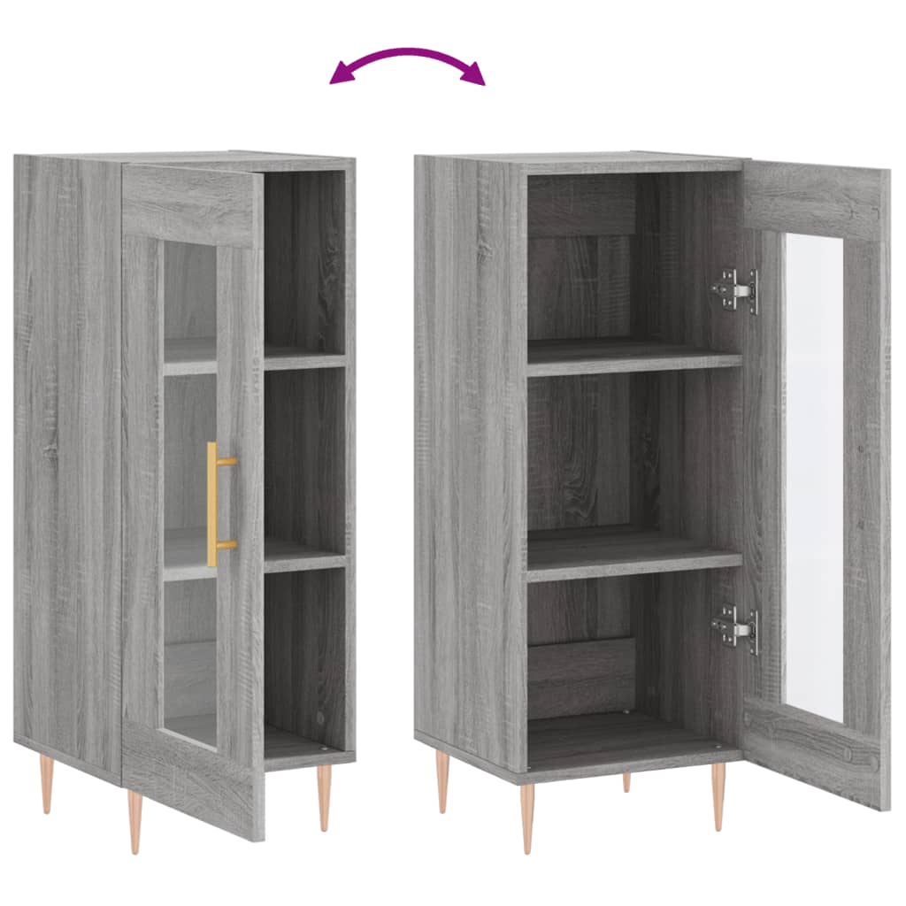 Dressoir 34,5X34X90 Cm Bewerkt Hout Grijs Sonoma Eikenkleurig