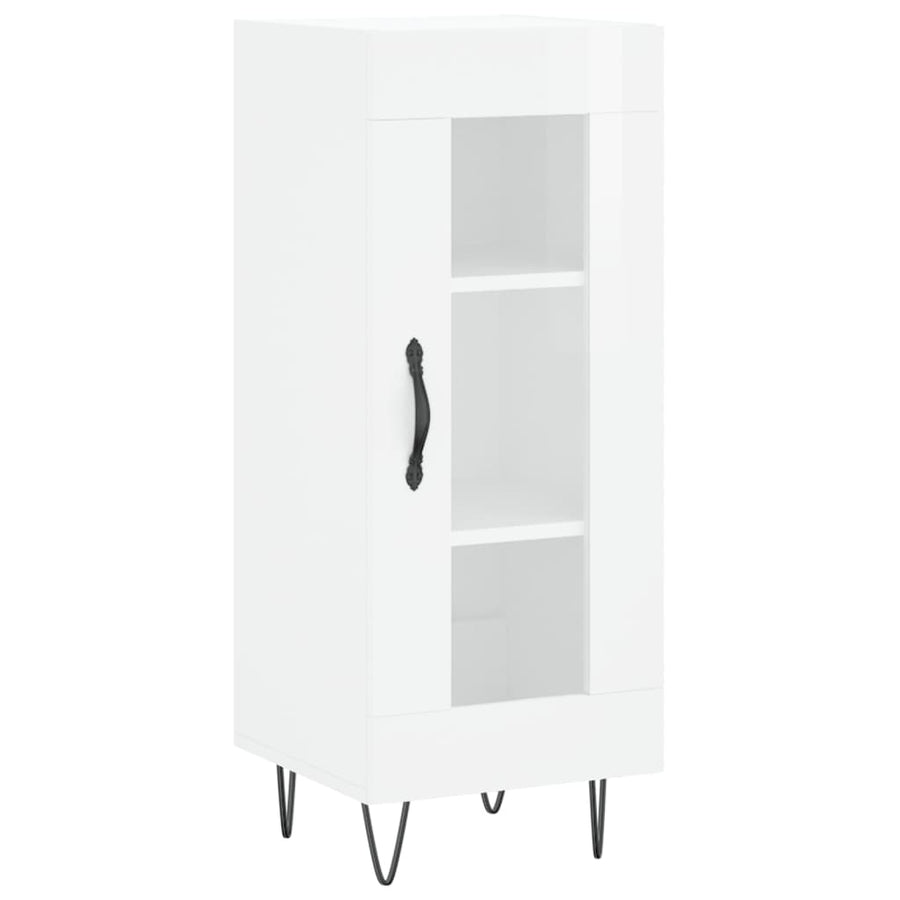 Dressoir 34,5X34X90 Cm Bewerkt Hout Hoogglans Wit