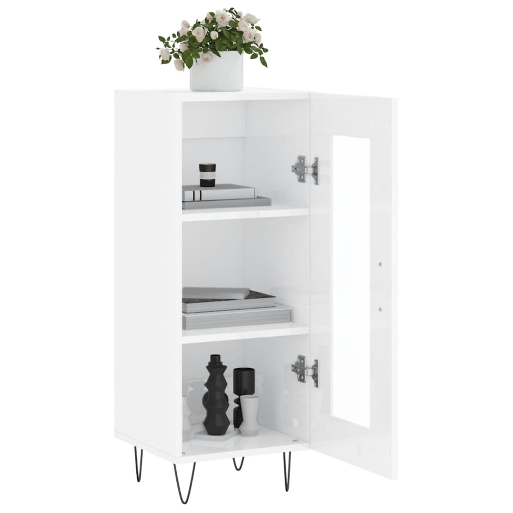 Dressoir 34,5X34X90 Cm Bewerkt Hout Hoogglans Wit
