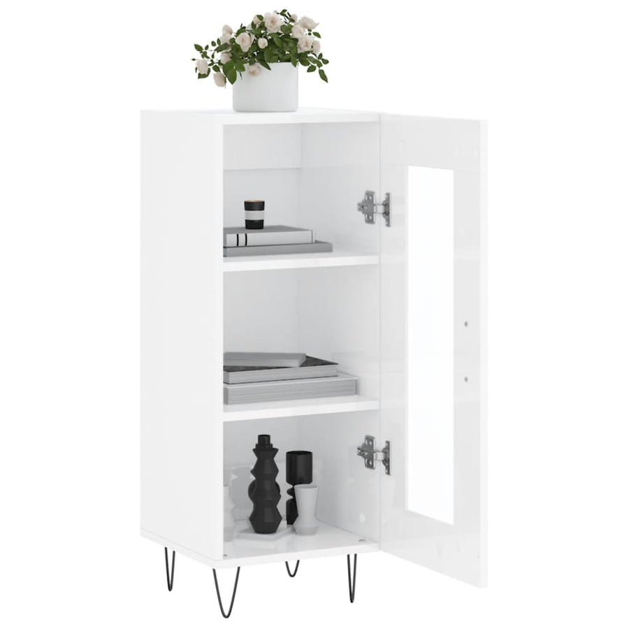 Dressoir 34,5X34X90 Cm Bewerkt Hout Hoogglans Wit