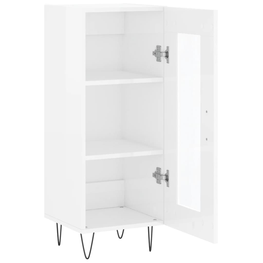 Dressoir 34,5X34X90 Cm Bewerkt Hout Hoogglans Wit