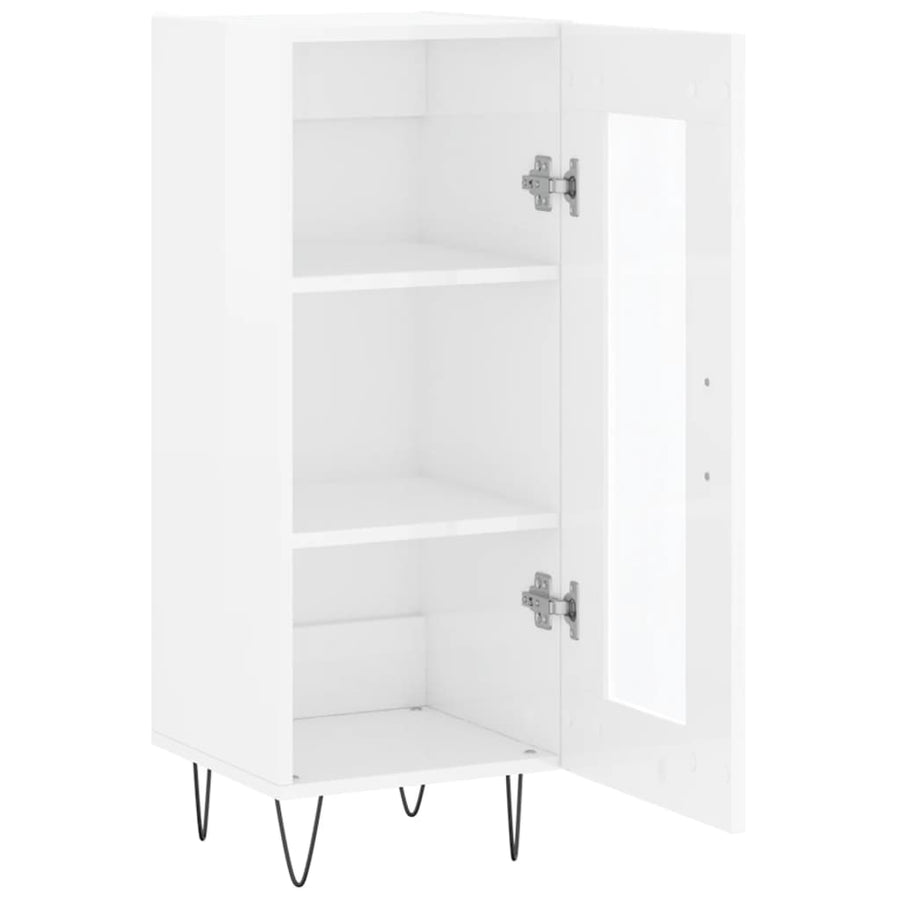 Dressoir 34,5X34X90 Cm Bewerkt Hout Hoogglans Wit