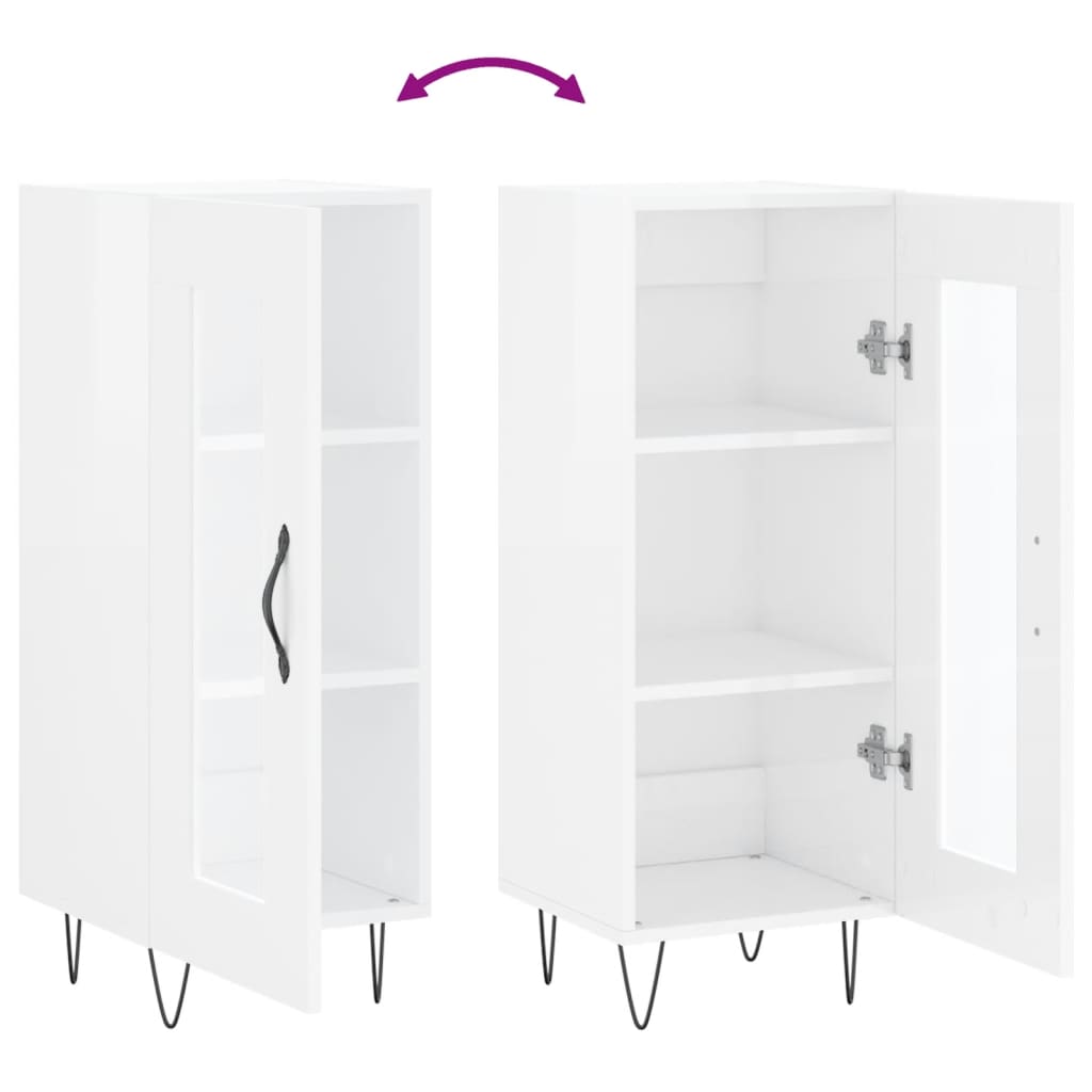 Dressoir 34,5X34X90 Cm Bewerkt Hout Hoogglans Wit