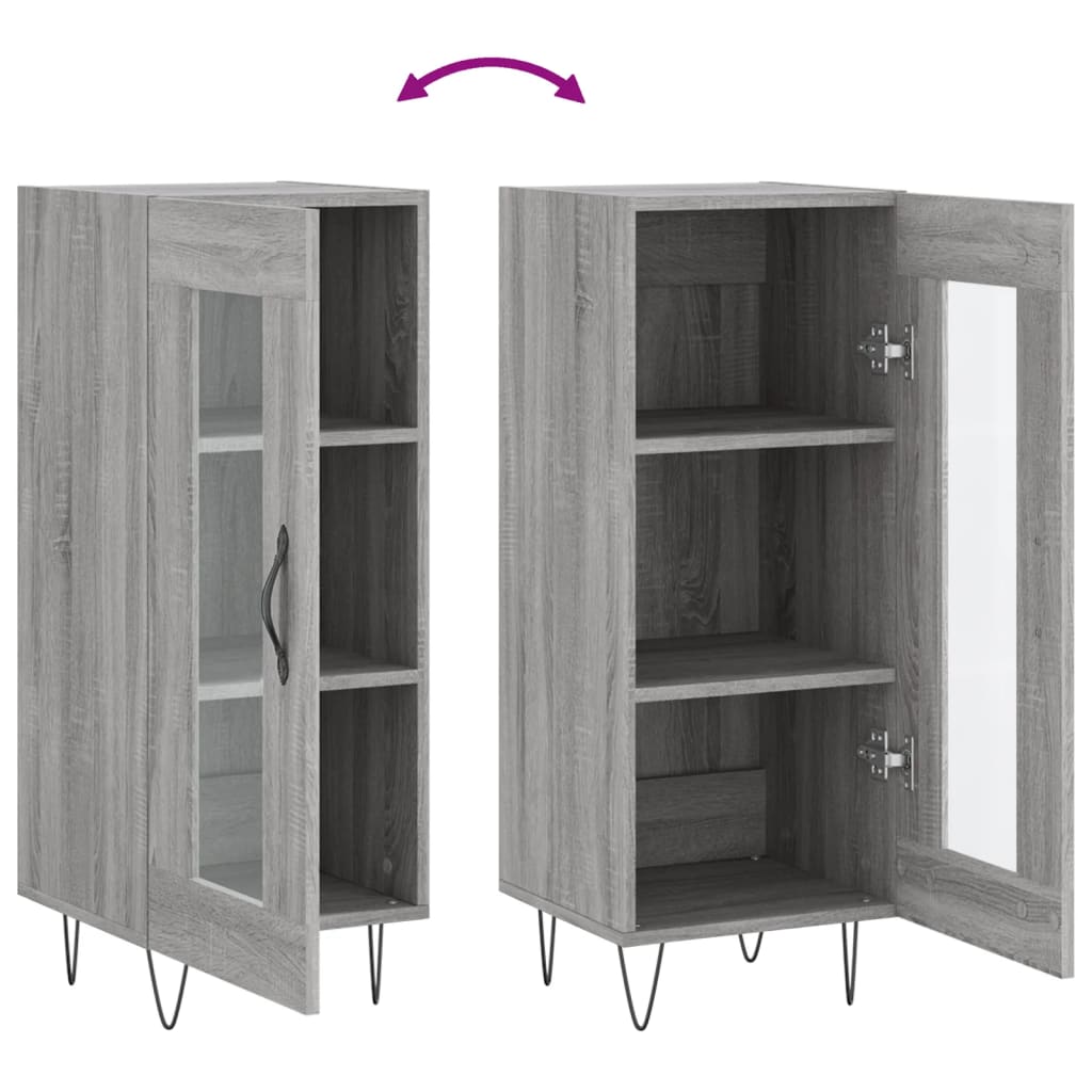 Dressoir 34,5X34X90 Cm Bewerkt Hout Grijs Sonoma Eikenkleurig