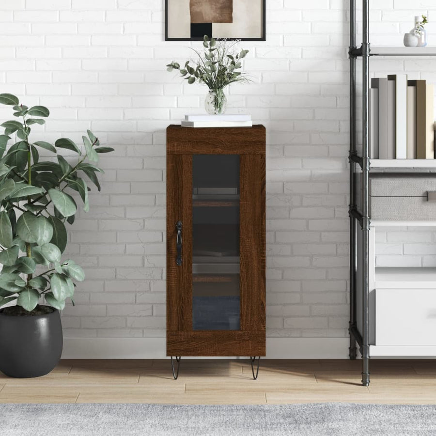 Dressoir 34,5X34X90 Cm Bewerkt Hout Bruin Eikenkleur