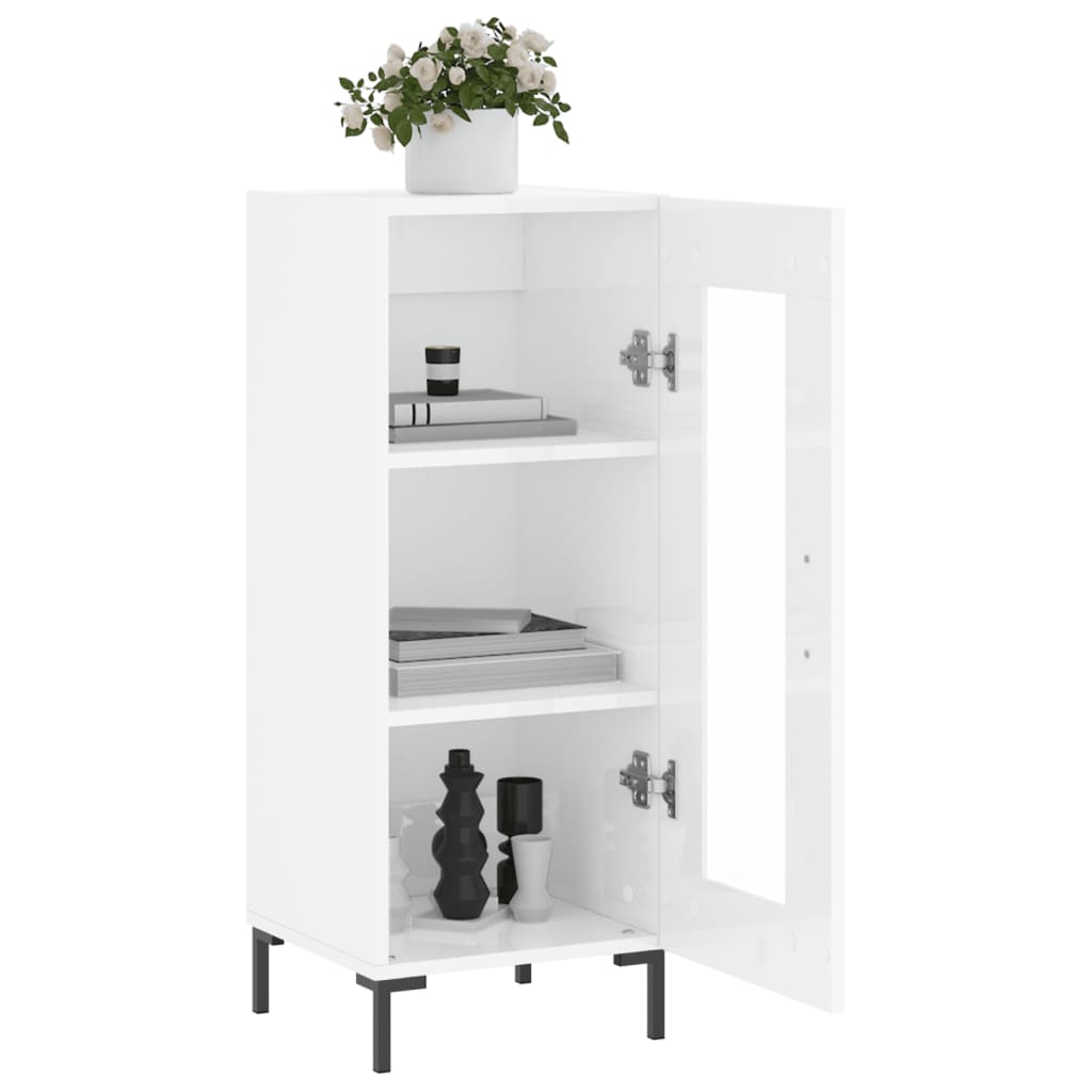 Dressoir 34,5X34X90 Cm Bewerkt Hout Hoogglans Wit