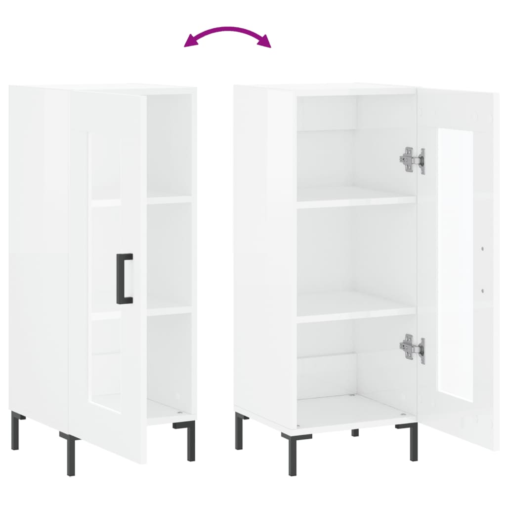 Dressoir 34,5X34X90 Cm Bewerkt Hout Hoogglans Wit
