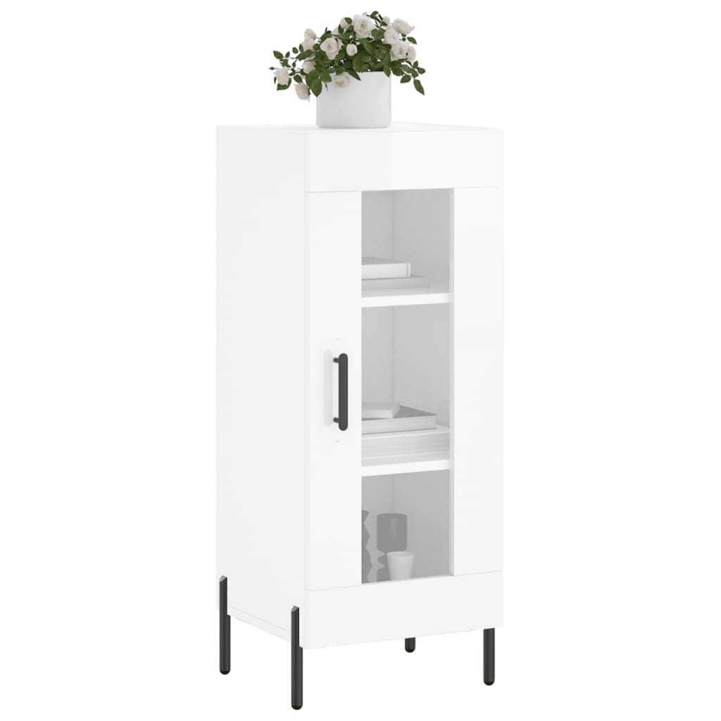 Dressoir 34,5X34X90 Cm Bewerkt Hout Hoogglans Wit