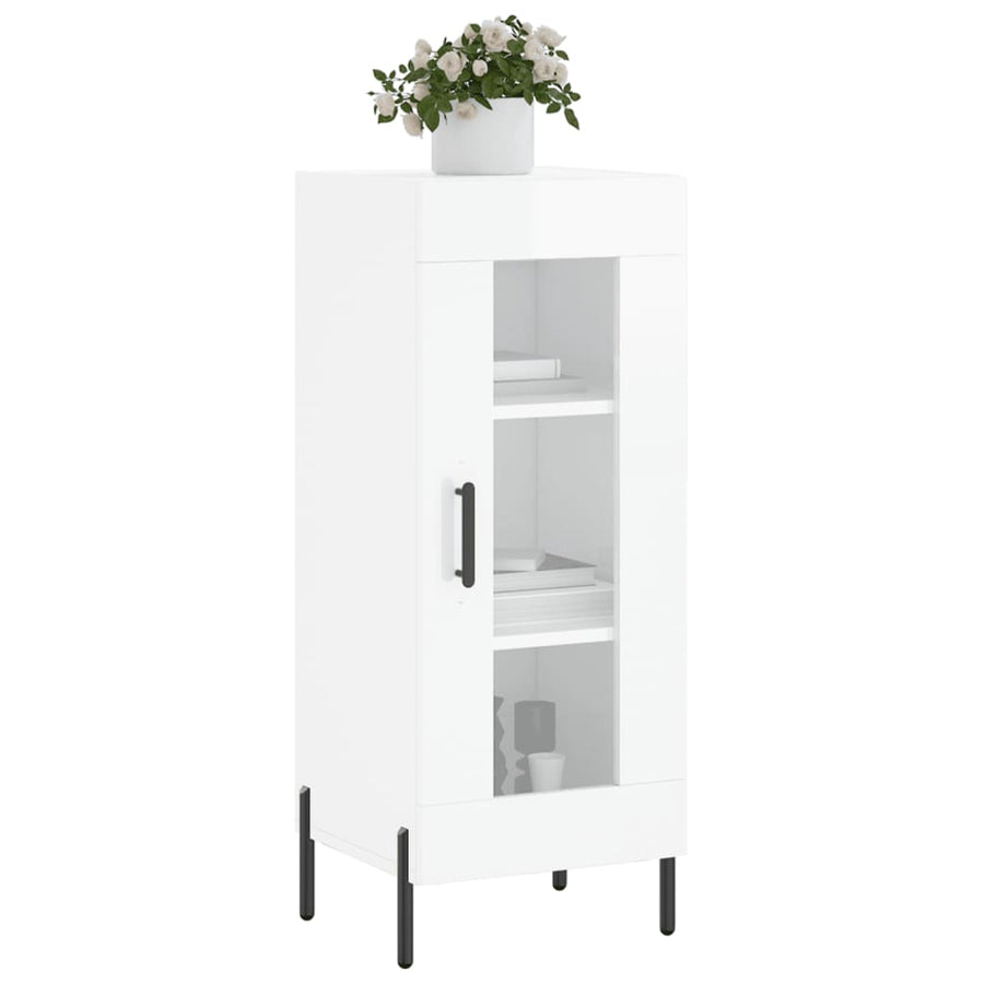 Dressoir 34,5X34X90 Cm Bewerkt Hout Hoogglans Wit