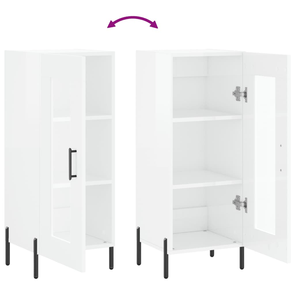 Dressoir 34,5X34X90 Cm Bewerkt Hout Hoogglans Wit