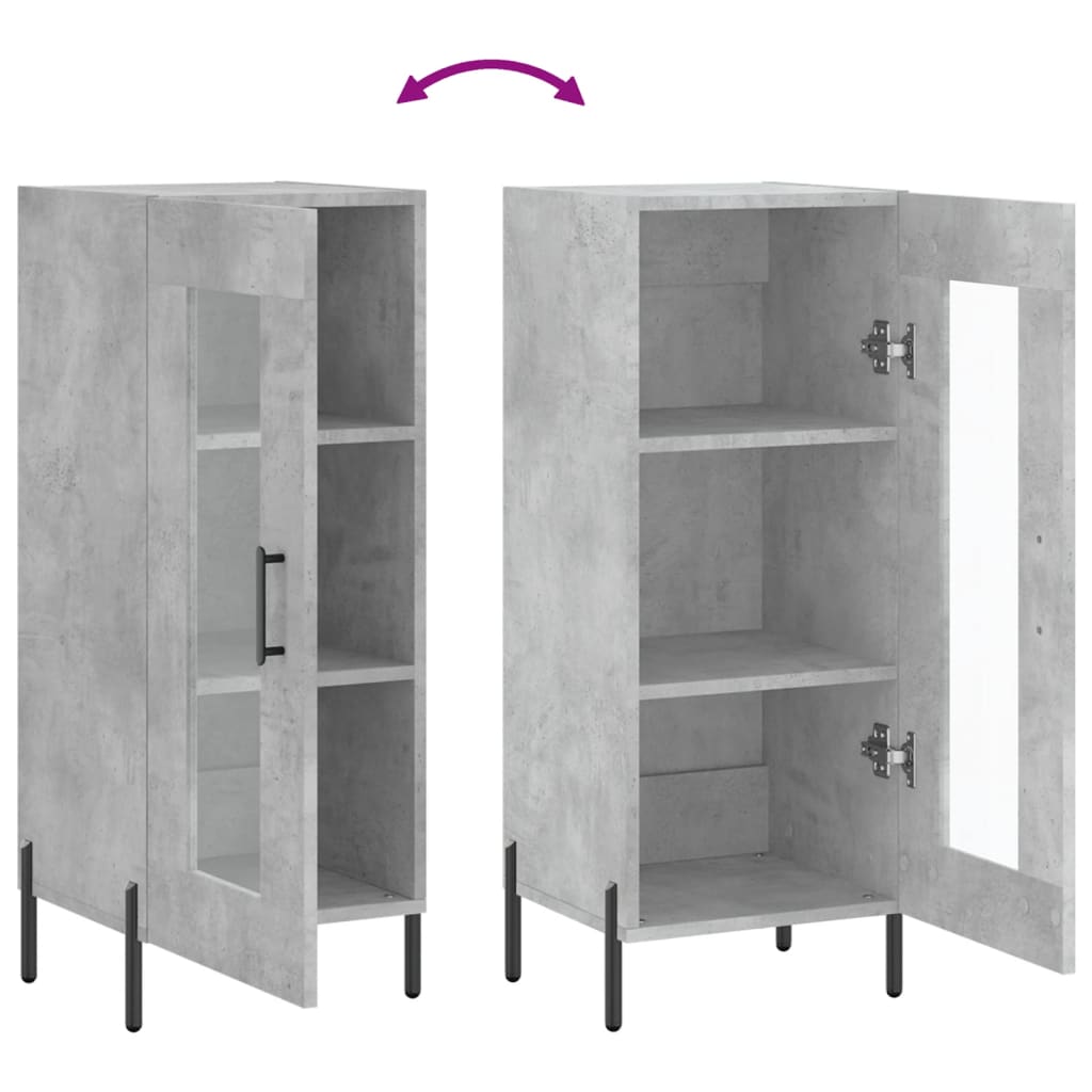 Dressoir 34,5X34X90 Cm Bewerkt Hout Betongrijs