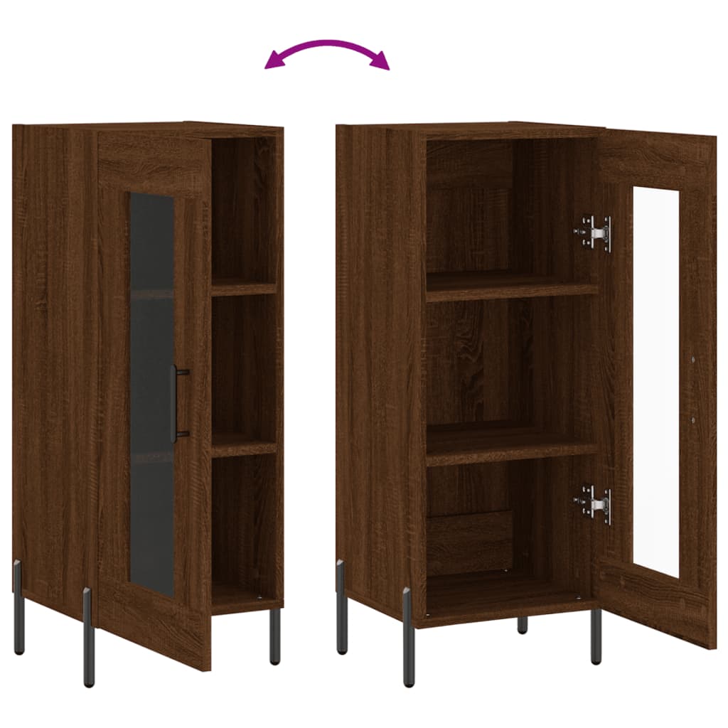 Dressoir 34,5X34X90 Cm Bewerkt Hout Bruin Eikenkleur