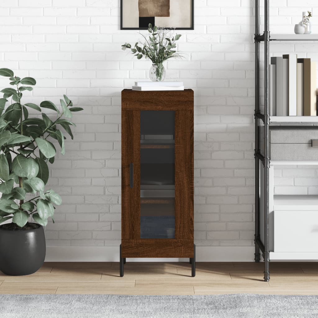 Dressoir 34,5X34X90 Cm Bewerkt Hout Bruin Eikenkleur