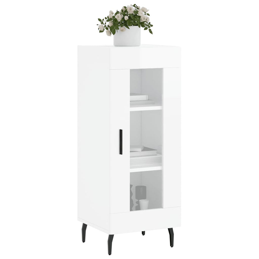 Dressoir 34,5X34X90 Cm Bewerkt Hout Hoogglans Wit