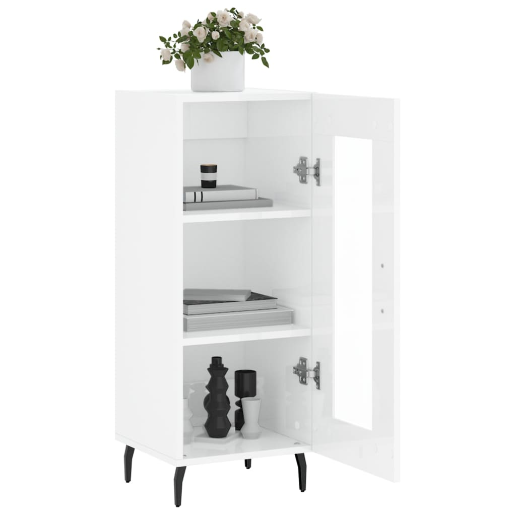 Dressoir 34,5X34X90 Cm Bewerkt Hout Hoogglans Wit