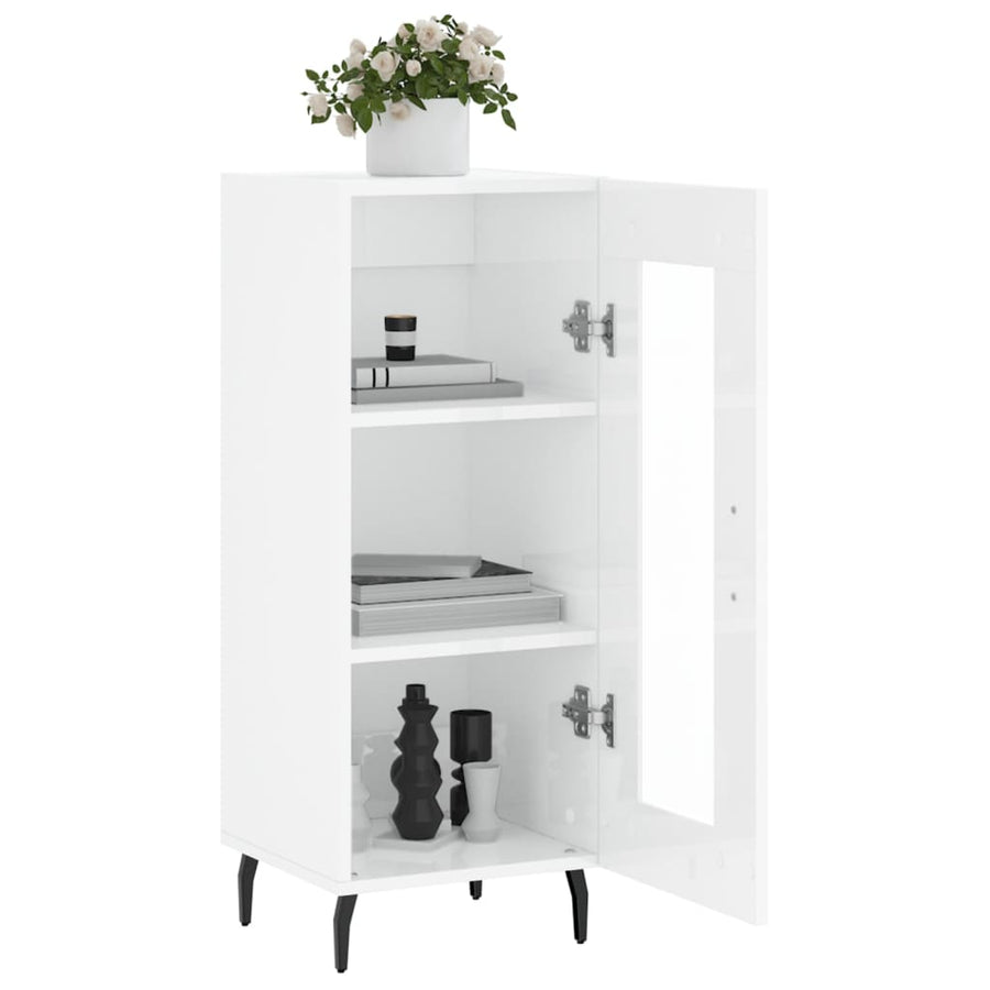 Dressoir 34,5X34X90 Cm Bewerkt Hout Hoogglans Wit