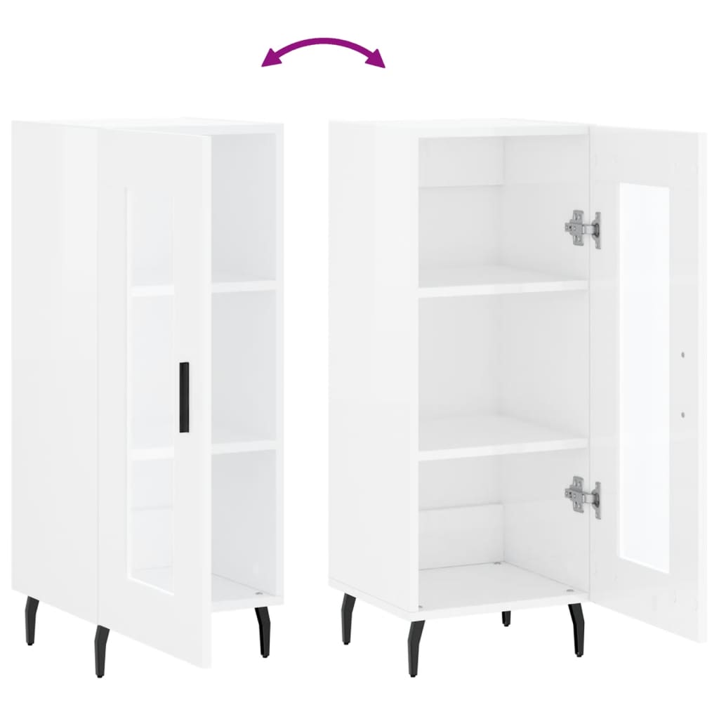 Dressoir 34,5X34X90 Cm Bewerkt Hout Hoogglans Wit