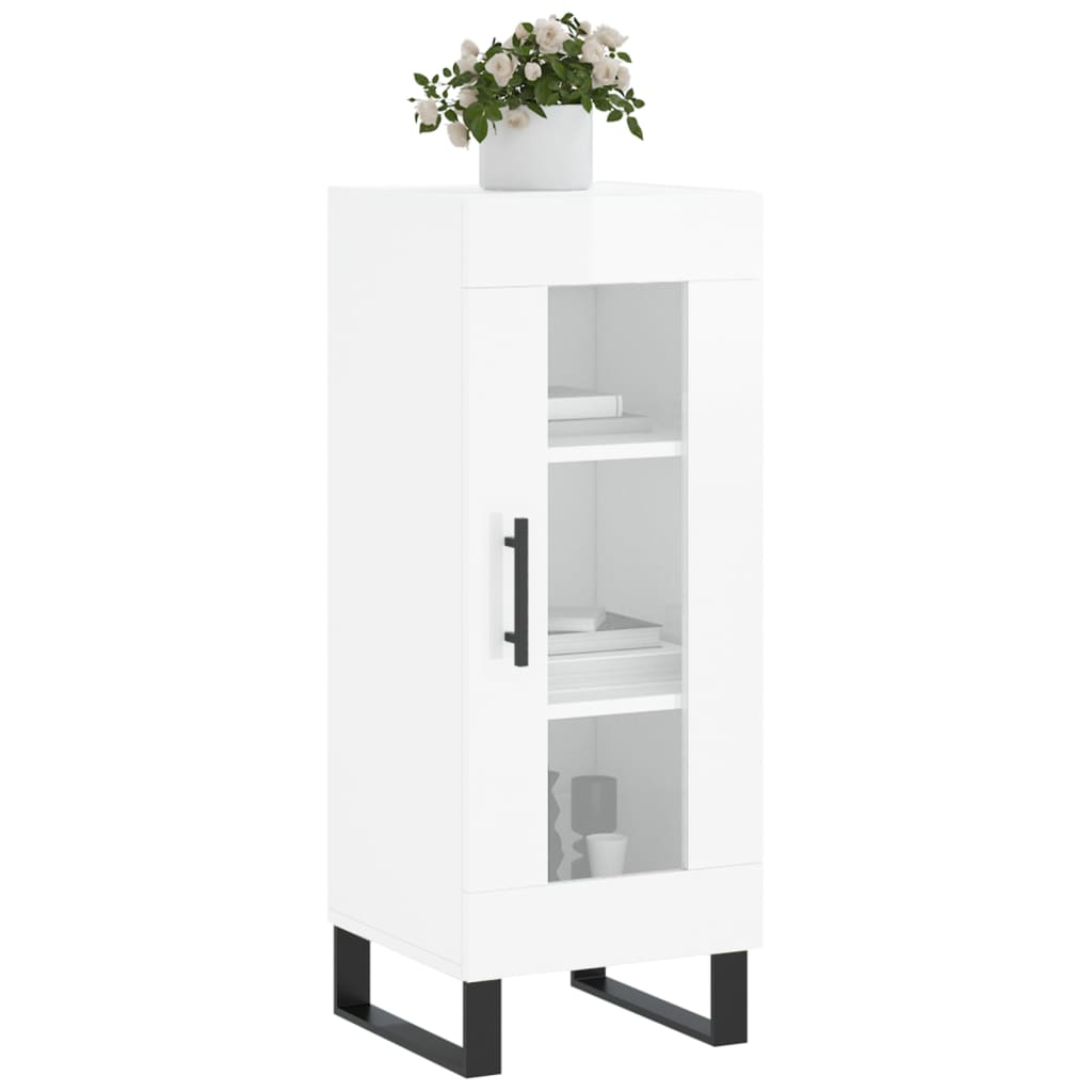 Dressoir 34,5X34X90 Cm Bewerkt Hout Hoogglans Wit