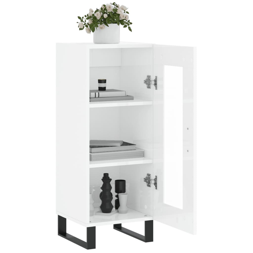 Dressoir 34,5X34X90 Cm Bewerkt Hout Hoogglans Wit