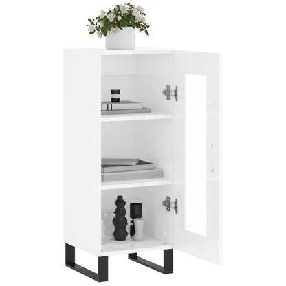 Dressoir 34,5X34X90 Cm Bewerkt Hout Hoogglans Wit