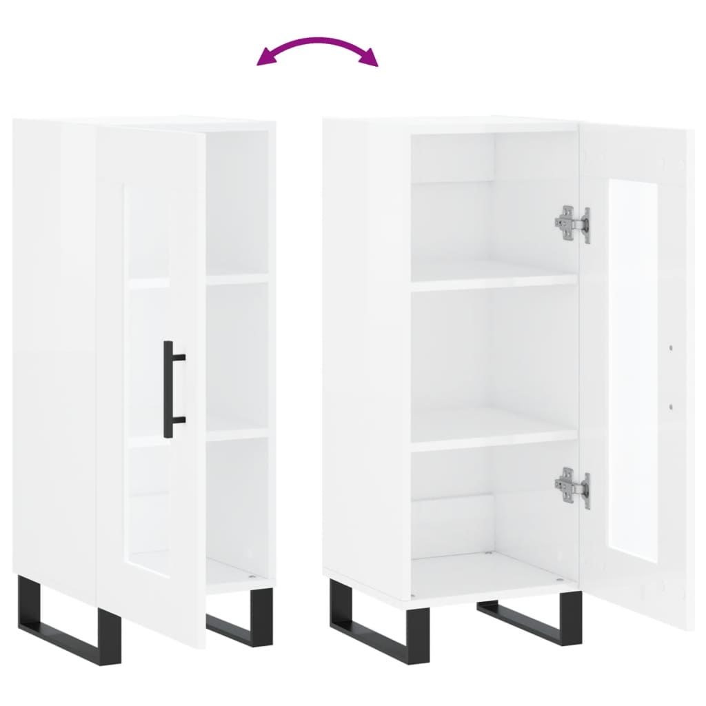 Dressoir 34,5X34X90 Cm Bewerkt Hout Hoogglans Wit