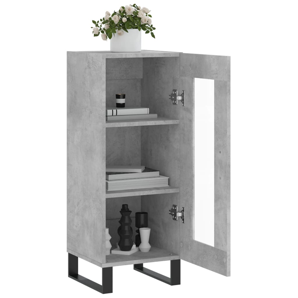 Dressoir 34,5X34X90 Cm Bewerkt Hout Betongrijs