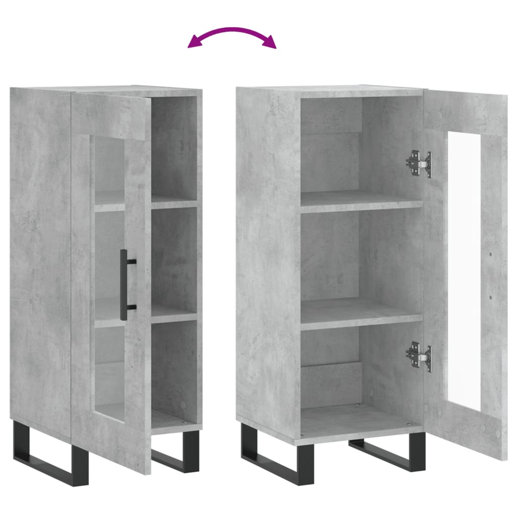 Dressoir 34,5X34X90 Cm Bewerkt Hout Betongrijs