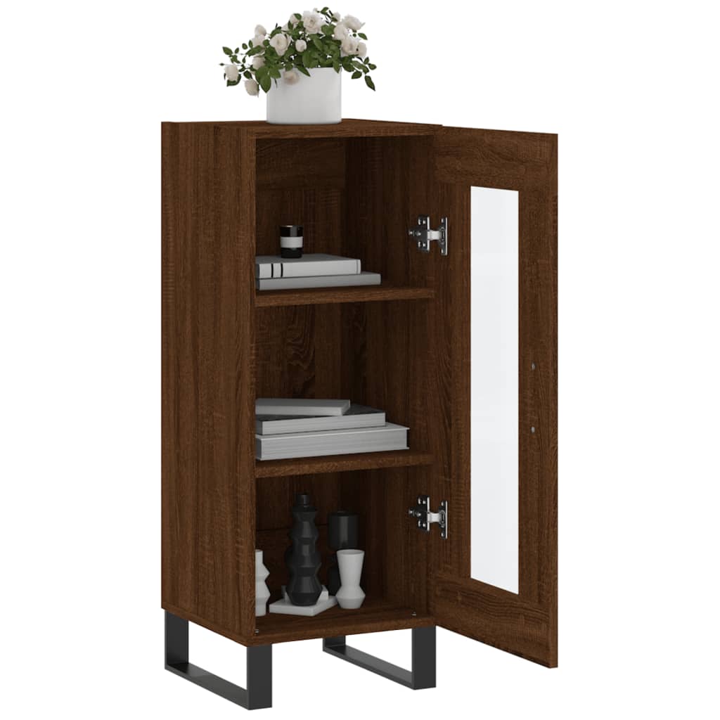 Dressoir 34,5X34X90 Cm Bewerkt Hout Bruin Eikenkleur