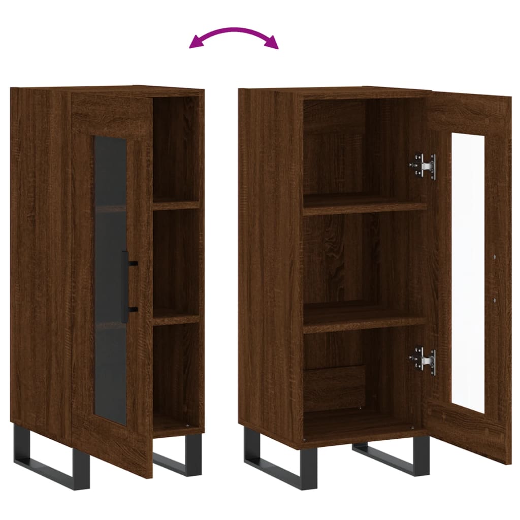 Dressoir 34,5X34X90 Cm Bewerkt Hout Bruin Eikenkleur