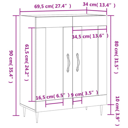 Dressoir 69,5X34X90 Cm Bewerkt Hout Wit