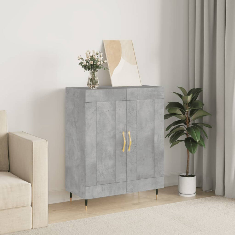 Dressoir 69,5X34X90 Cm Bewerkt Hout Betongrijs