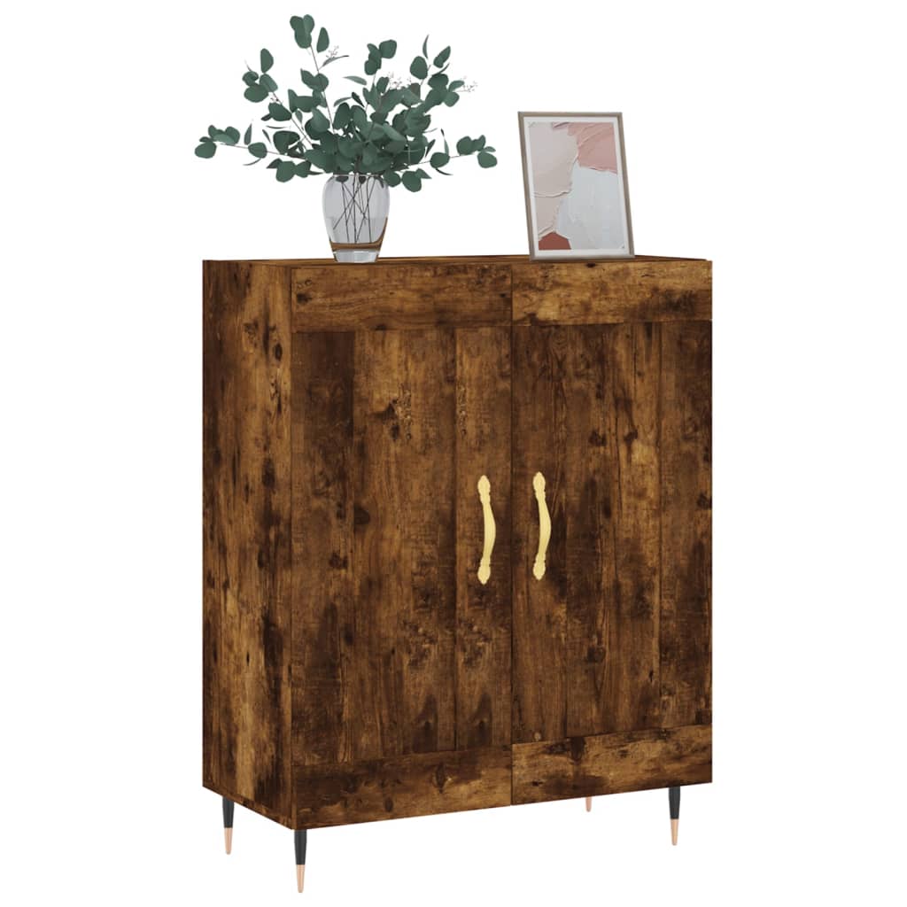 Dressoir 69,5X34X90 Cm Bewerkt Hout Kleurig Gerookt eiken