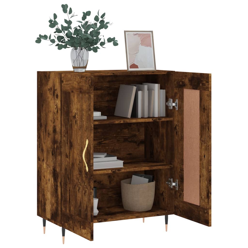 Dressoir 69,5X34X90 Cm Bewerkt Hout Kleurig Gerookt eiken
