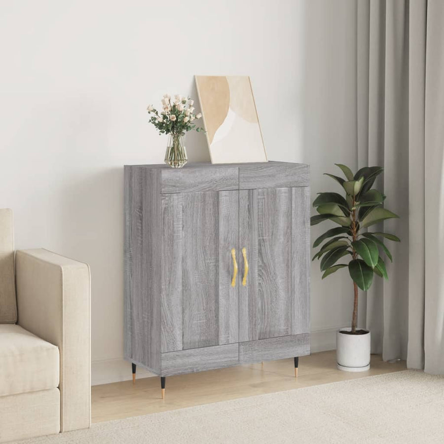 Dressoir 69,5X34X90 Cm Bewerkt Hout Eikenkleurig Grijs sonoma