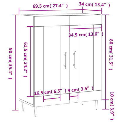 Dressoir 69,5X34X90 Cm Bewerkt Hout Wit