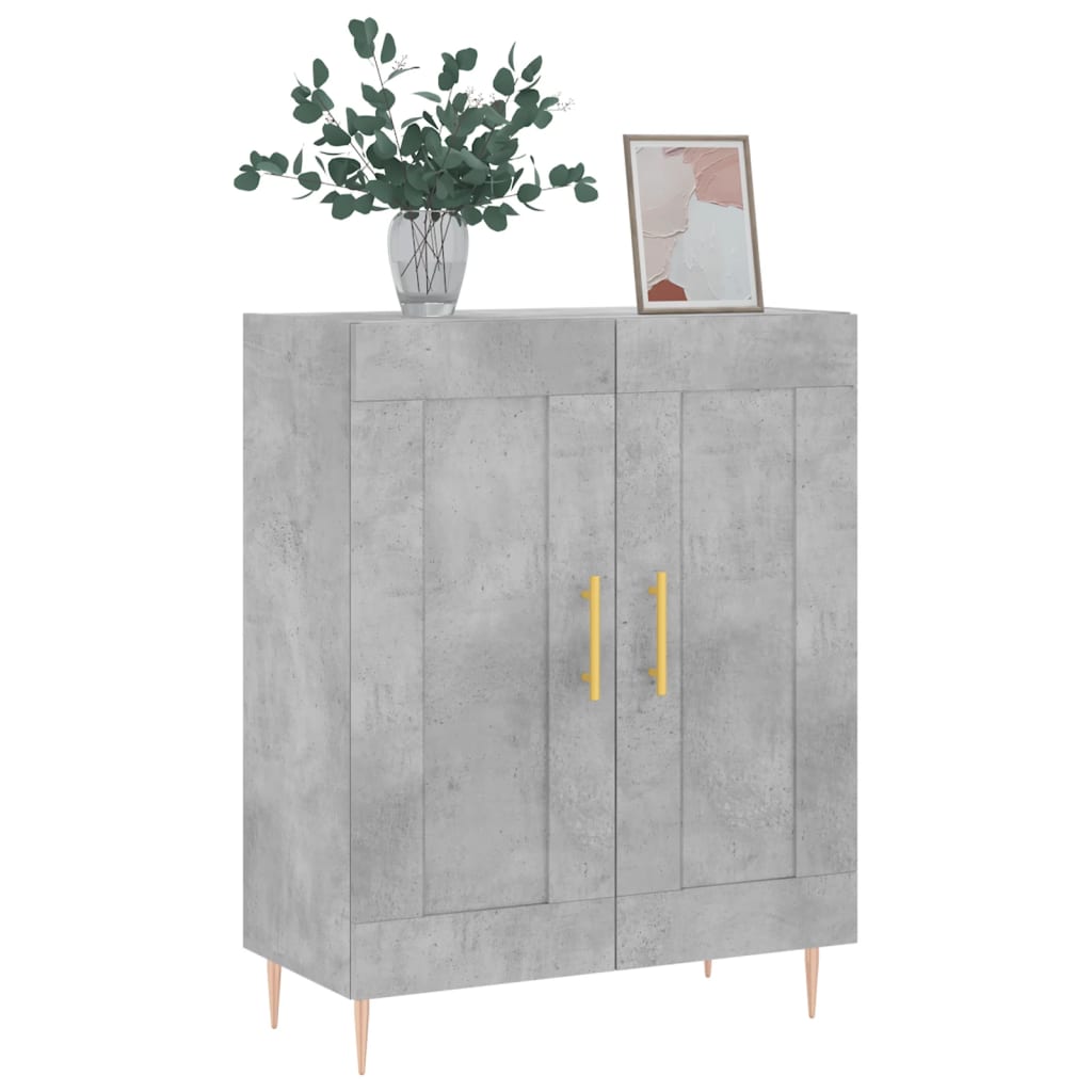 Dressoir 69,5X34X90 Cm Bewerkt Hout Betongrijs