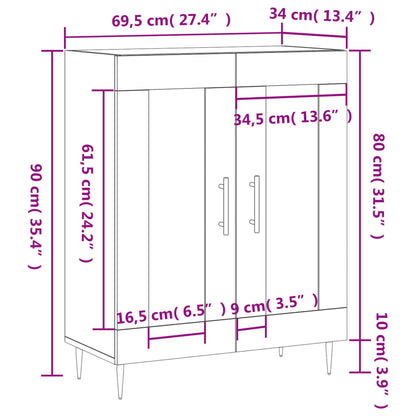 Dressoir 69,5x34x90 cm bewerkt hout gerookt eikenkleurig