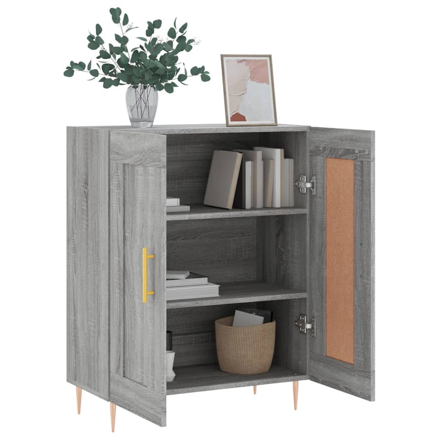 Dressoir 69,5X34X90 Cm Bewerkt Hout Eikenkleurig Grijs sonoma