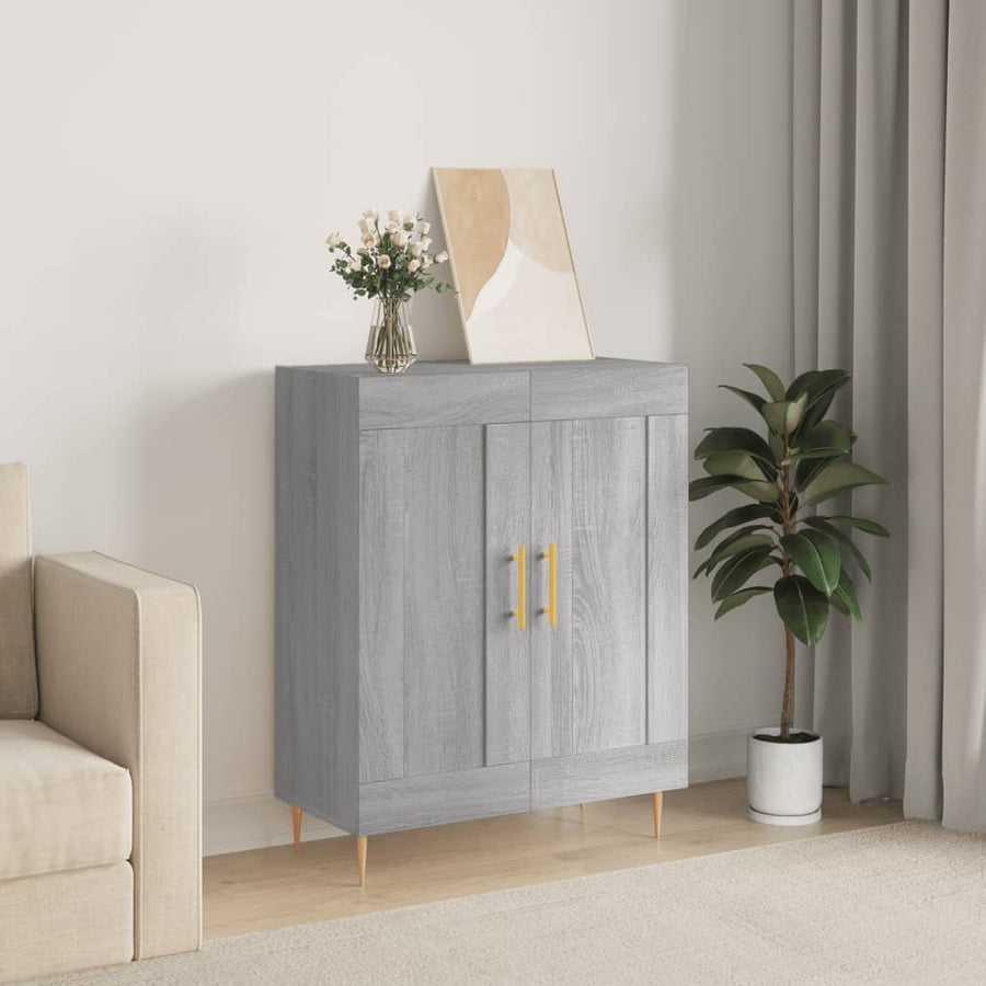 Dressoir 69,5X34X90 Cm Bewerkt Hout Eikenkleurig Grijs sonoma