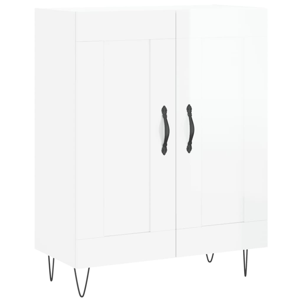 Dressoir 69,5X34X90 Cm Bewerkt Hout Hoogglans Wit