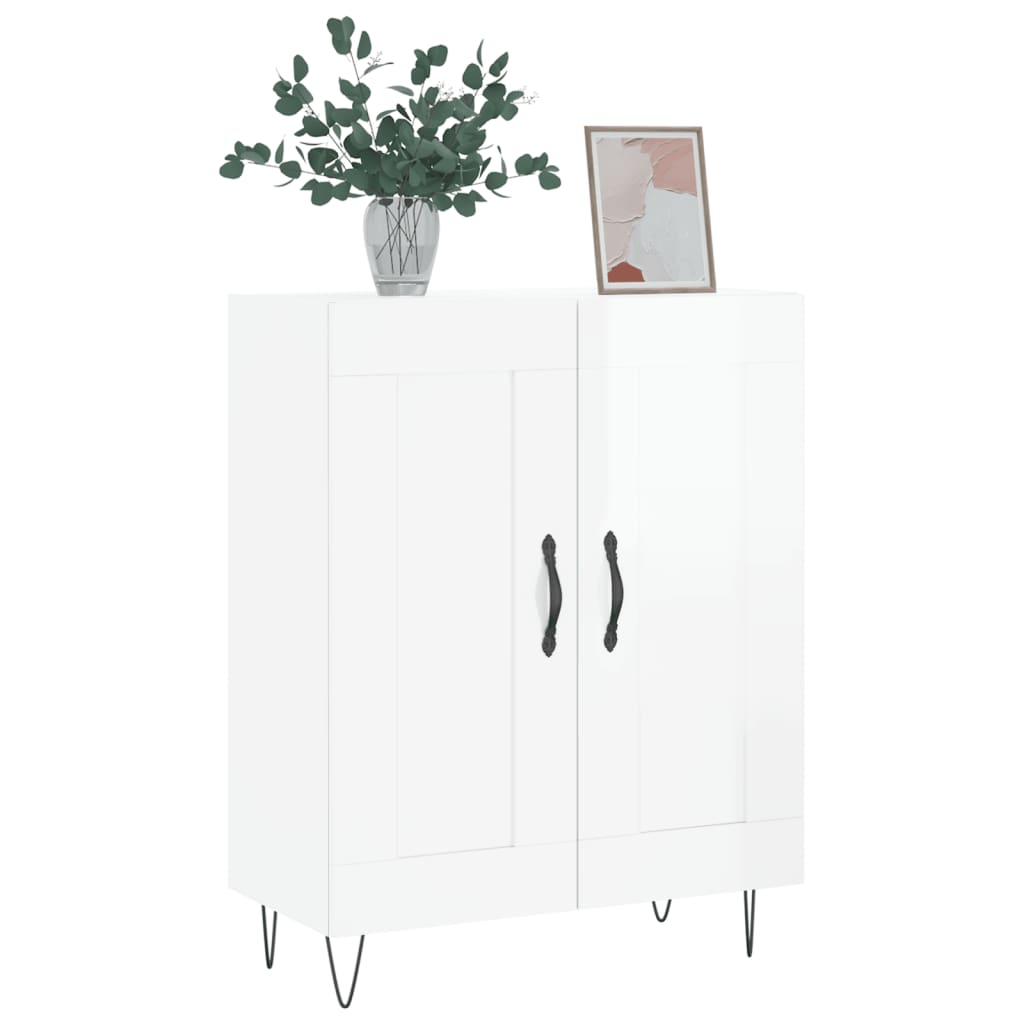 Dressoir 69,5X34X90 Cm Bewerkt Hout Hoogglans Wit